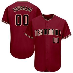 Custom Crimson Black-City Cream Baseball Jersey