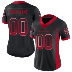 Custom Black Red-Gray Mesh Drift Fashion Football Jersey