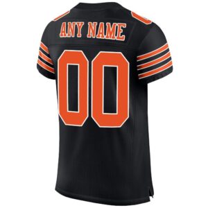 Custom Black Orange-White Mesh Authentic Football Jersey