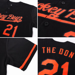 Custom Black Orange Authentic Baseball Jersey