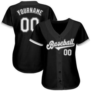 Custom Black White-Gray Authentic Baseball Jersey