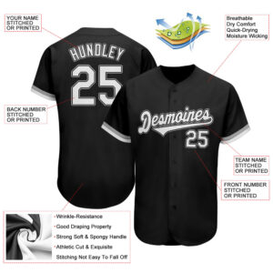 Custom Black White-Gray Authentic Baseball Jersey