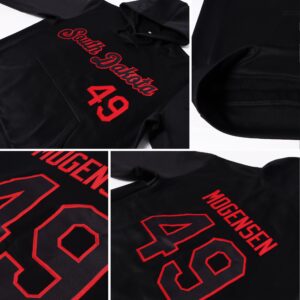 Custom Stitched Black Black-Red Sports Pullover Sweatshirt Hoodie