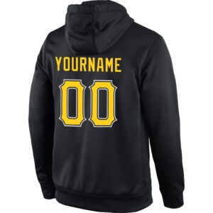 Custom Stitched Black Gold-White Sports Pullover Sweatshirt Hoodie