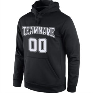 Custom Stitched Black White-Gray Sports Pullover Sweatshirt Hoodie