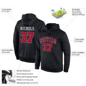 Custom Stitched Black Red-White Sports Pullover Sweatshirt Hoodie