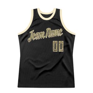 Custom Black Camo-Cream Authentic Throwback Basketball Jersey