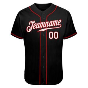 Custom Black White-Red Authentic Skull Fashion Baseball Jersey