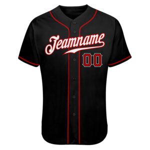 Custom Black White-Red Authentic Skull Fashion Baseball Jersey