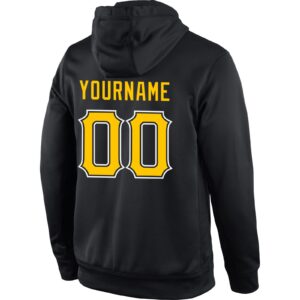 Custom Stitched Black Gold-White Sports Pullover Sweatshirt Hoodie