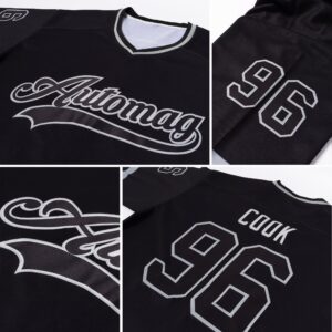 Custom Black Black-Gray Hockey Jersey