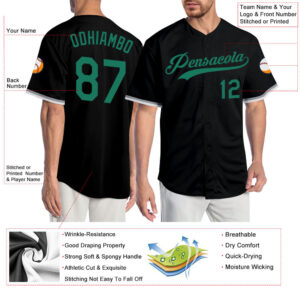 Custom Black Kelly Green Authentic Baseball Jersey