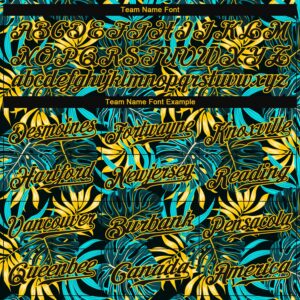 Custom Black Black-Gold 3D Pattern Design Tropical Palm Leaves Authentic Baseball Jersey