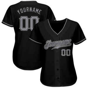 Custom Black Gray-White Authentic Baseball Jersey