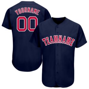 Custom Navy Red-White Baseball Jersey