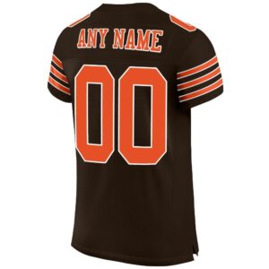 Custom Brown Orange-White Mesh Authentic Football Jersey