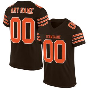 Custom Brown Orange-White Mesh Authentic Football Jersey