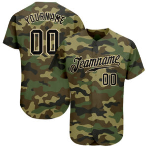 Custom Camo Black-Cream Authentic Salute To Service Baseball Jersey