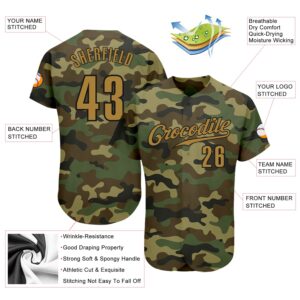 Custom Camo Old Gold-Black Authentic Salute To Service Baseball Jersey