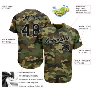 Custom Camo Black-Gray Authentic Salute To Service Baseball Jersey