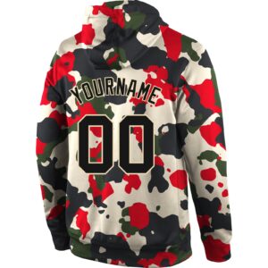 Custom Stitched Camo Black-Cream Sports Pullover Sweatshirt Salute To Service Hoodie