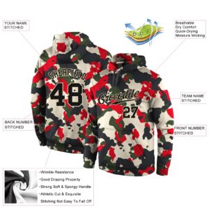 Custom Stitched Camo Black-Cream Sports Pullover Sweatshirt Salute To Service Hoodie