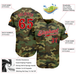 Custom Camo Red-Black Authentic Salute To Service Baseball Jersey