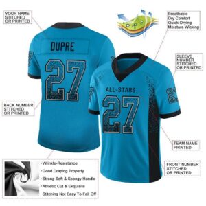 Custom Panther Blue Black-Gray Mesh Drift Fashion Football Jersey