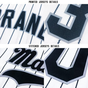 Custom White Black Pinstripe Black-Gray Baseball Jersey