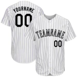 Custom White Purple Pinstripe Black-Gray Baseball Jersey