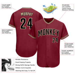 Custom Crimson Black-City Cream Authentic Baseball Jersey