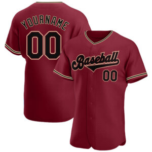 Custom Crimson Black-City Cream Authentic Baseball Jersey