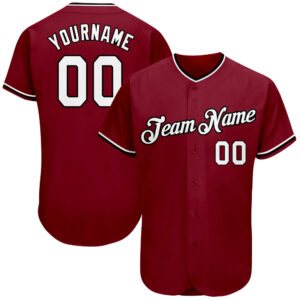 Custom Crimson White-Black Authentic Baseball Jersey