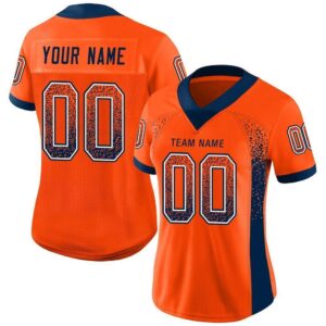 Custom Orange Navy-White Mesh Drift Fashion Football Jersey