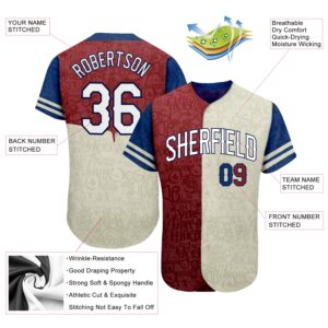 Custom Graffiti Pattern White-Royal 3D Tommy Authentic Baseball Jersey