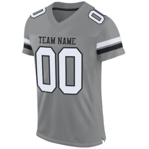 Custom Gray White-Black Mesh Authentic Football Jersey