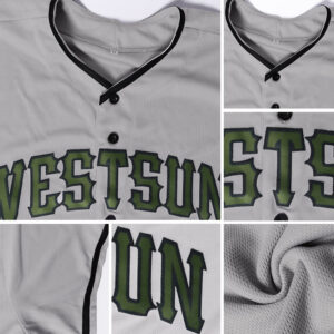 Custom Gray Olive-Black Authentic Memorial Day Baseball Jersey