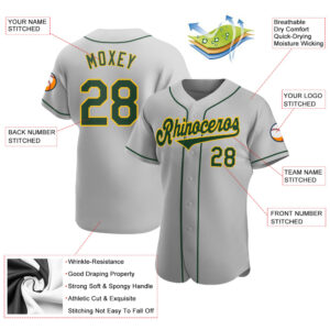 Custom Gray Green-Gold Authentic Baseball Jersey