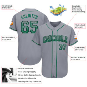 Custom Gray Kelly Green-Black Authentic Drift Fashion Baseball Jersey