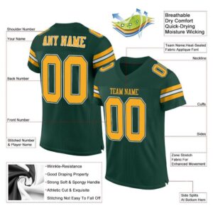 Custom Green Gold-White Mesh Authentic Football Jersey