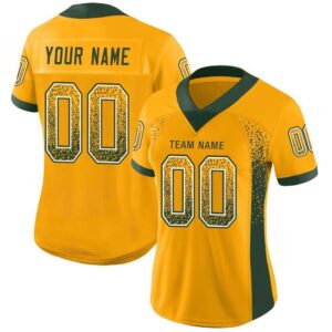 Custom Gold Green-White Mesh Drift Fashion Football Jersey