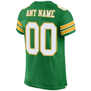 Custom Grass Green White-Gold Mesh Authentic Football Jersey