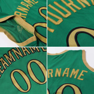 Custom Kelly Green Gold-White Authentic Throwback Basketball Jersey