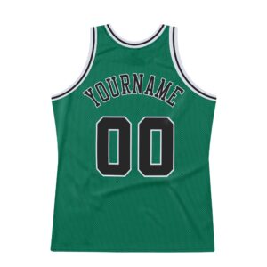 Custom Kelly Green Black-White Authentic Throwback Basketball Jersey