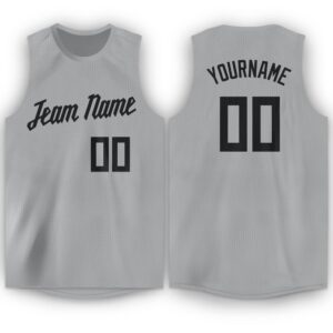 Custom Gray Black Round Neck Basketball Jersey