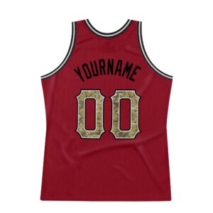 Custom Maroon Camo-Gray Authentic Throwback Basketball Jersey