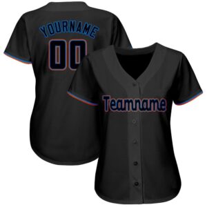 Custom Black Powder Blue-Orange Baseball Jersey