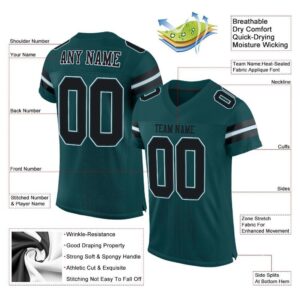 Custom Midnight Green Black-White Mesh Authentic Football Jersey