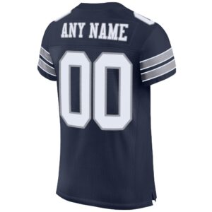 Custom Navy White-Light Gray Mesh Authentic Football Jersey