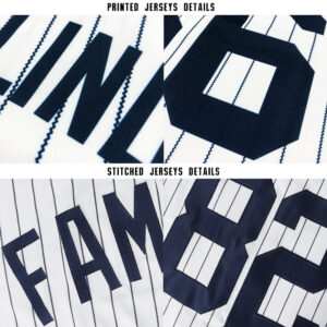 Custom White Navy Pinstripe Navy Baseball Jersey